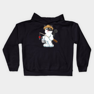 Cat as Angler with Bucket of Water Kids Hoodie